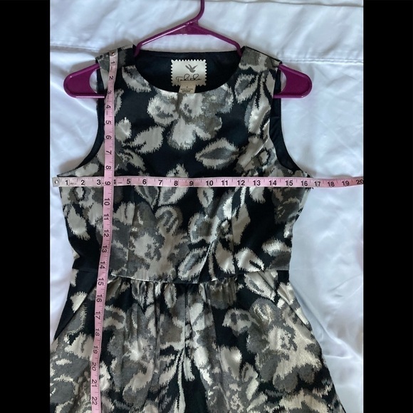 ANTHROPOLOGIE TABITHA Black Gold Floral A-Line Dress Lined w/ Pockets Sz 4 - Picture 10 of 14